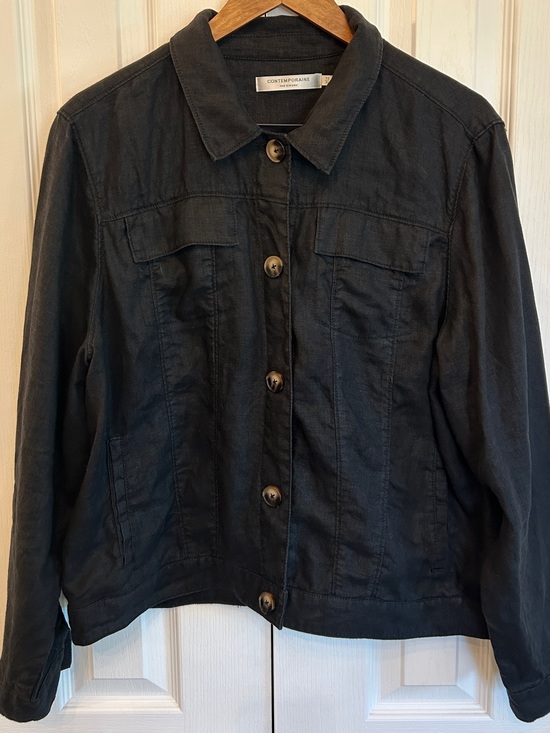 Simons Jackets & Blazers - Contemporaine by Simons 100% Linen Jacket Black XL EUC
